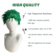cheap Anime Wigs-Green Spiky Short Wig Layered Wig for Men for Anime Cospaly Costume Staight Synthetic Wig for Carnival Christmas Event with Wig Cap St.Patrick&#039;s Day Wigs