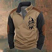 levne Pánské 3D mikiny-Pánské Vlk Mikiny Čtvrtletní mikina na zip Dlouhý rukáv Mikina Stojáček Poloviční zip Základní Vintage Retro 3D tisk Lovecká Zip Poloviční zip Zima Jaro &amp; podzim