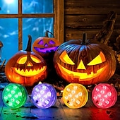 olcso Víz alatti lámpák-4db led töklámpa vízálló távirányítóval halloween dekorációhoz színváltó vízálló led lámpák ünnepi parti dekorációhoz üvegváza úszómedence víz alatti lámpa halloween jack-o-lantern lámpák
