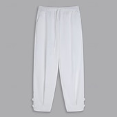 baratos Feriado-Homens Calças de linho Calça verão Calças Cropped Calças de praia Com Cordão Cintura elástica Tecido Conforto Respirável Comprimento da panturrilha Casual Diário Feriado Moda Estilo Clássico Preto