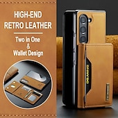 baratos Capa Samsung-telefone Capinha Para Samsung Galaxy Dobra Z 7 Dobra Z 6 Z Fold 5 Z Fold 4 Z Fold 3 Capa traseira Com Suporte Destacável Magnética Retro TPU PC Couro PU