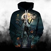 levne Vtipné vánoční mikiny a mikiny-předvečer Všech svatých Kostlivec Kapuce Pullover Vtipná vánoční mikina s kapucí Tisk 3D Přední kapsa Grafika Pro Pro páry Pánské Dámské Dospělé předvečer Všech svatých Karneval Plesová maškaráda 3D