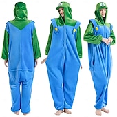 cheap Kigurumi Pajamas-Super Bros Kigurumi Pajamas Halloween Group Family Costumes Kid&#039;s Adults&#039; Unisex Funny Costume Party Home Wear Halloween Carnival Easy Carnival Costume