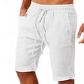 baratos Clássico-Homens Calção Shorts de verão Shorts de praia Bolsos Com Cordão Cintura elástica Tecido Conforto Ao ar livre Diário Para Noite Moda Roupa de rua Preto Branco