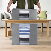 cheap Storage &amp; Organization-1/2/3pcs Foldable Storage Bag Set with Handles &amp; Lids - Versatile Organizer for Clothes Bedroom Kitchen Bathroom Supplies - Durable Non-Woven Fabric TSA Approved - Gray