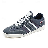 cheap Men&#039;s Sneakers-Men&#039;s Brown Canvas and Leather Sneakers with Lace-Up Design - Stylish and Comfortable for Casual and Sporty Wear