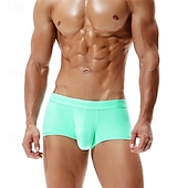 preiswerte Boxershorts für Herren-Herren 1 pc Unterwäsche Boxer Boxer-Shorts Polyester Atmungsaktiv Weich Komfortabel Glatt Mittlere Hüfthöhe Schwarz Hellgrün