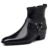 abordables Botas de ciclista-Botines de moto de piel sintética marrón para hombre con detalle de correa y anillo de metal: elegantes botas de motociclista de inspiración western