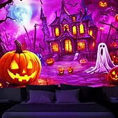 economico arazzi da parete di halloween-decorazioni di halloween arazzo con luce nera uv reattivo fosforescente festa fosforescente casa stregata psichedelico trippy nebbioso arazzo appeso arte murale per soggiorno camera da letto fantasma