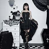 levne Šaty-Punk a gotika Středověké Koktejlky Šaty Maškarní Gotická dívka Dámské Fantazie Steampunk předvečer Všech svatých Karneval Plesová maškaráda předvečer Všech svatých Maturitní ples Festival Dospělé Šaty