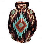 economico Hoodie Etnici Vintage-Per uomo Felpa con cappuccio Felpe Felpa Felpa con cappuccio Manica lunga Felpa con cappuccio Con cappuccio Di tendenza Stampa 3D Da mare Abbigliamento di strada Marrone chiaro Stampe Inverno