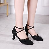 cheap Ballroom Shoes &amp; Modern Dance Shoes-Women&#039;s Black Dance Shoes with Ankle Strap and Rhinestone Accent, Closed-Toe Ballroom Heels for Latin and Salsa Dancing