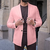 abordables Blazers pour hommes-Homme blazer Entreprise Soirée Cocktail Fête de Mariage Mode Décontractées Printemps &amp; Automne Polyester Couleur unie Bouton Poche Confortable Boutonnage Simple veste Rose Claire Jaune Rose Claire