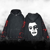 abordables Sudaderas con capucha-Víspera de Todos los Santos Gritar Cara de fantasma Esqueleto Sudadera Camiseta extragrande lavada con ácido Estampado Bolsillo delantero Gráfico Para Pareja Hombre Mujer Adulto Mascarada Estampado