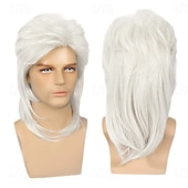 cheap Historical Wigs-Mullet Wigs for Men, 80S Long Hair Curly Wig 70S Curly Disco Punk Rock Ginger Wig for Carnival Cosplay Party