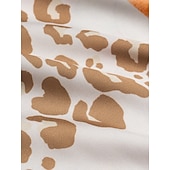 cheap Print Casual Dress-Satin Leopard Print Button Up Crew Neck Casual Daily Maxi Dress