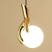 abordables Luces de isla-LED Pendant Light Warm White 15cm 1-Light Creative Luxury White Glass Shade Globe Golden Hand G4 Modern Pendant Lantern Design for Bedroom Dining Room 110-240V