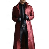 billige Trenchcoat for menn-Herre Lærjakker Overgangsjakke Trenchcoat Lang trenchcoat Feriereise Daglig Høst vinter PU Lær Hold Varm Vindtett Yttertøy Klær Mote Klassisk عادي Lomme Knaphul Enkeltkneppet