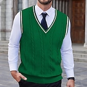 preiswerte Herrenpullover-Herren Pullunder Pullover Kleid Pullover Strickpullover Gerippt Gedrehtes Stricken Standard Strick Glatt V Ausschnitt warm halten Moderne zeitgenössische Freizeitskleidung Ausgehen Bekleidung Herbst