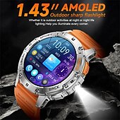 tanie Smartwatche-k65 smart watch 1,43 calowy ekran amoled bluetooth call latarka 530 mah outdoor men smart watch monitor zdrowia sportowego dla androida ios