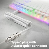 levne Kabely-spirálový kabel usb c klávesnice pro herní klávesnici dvouobjímkový kabel mechanické klávesnice s odnímatelným kovovým aviátorem 1,5 m usb-c na usb-a