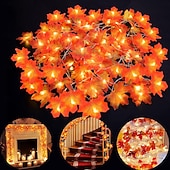 olcso Halloween szabadtéren-hálaadás juharlevél zsinór lámpák 10/20/40 led füzér lámpák akkumulátor / usb táplálás halloween karácsonyi esküvői buli ünnep kerti erkély dekoráció