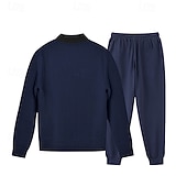 preiswerte einfache Trainingsanzüge-Herren Trainingsanzug Jogginganzug Sweatshirt mit durchgehendem Reißverschluss Marineblau Stehkragen Einfach 2 teilig Täglich Sport &amp; Outdoor Ferien Polyester Streetwear Basic Lässig Frühling &amp; Herbst