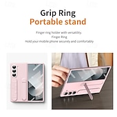 cheap Samsung Cases-Phone Case For Samsung Galaxy Z Fold 6 Back Cover with Stand Holder with Screen Protector Full Body Protective Retro PC Silicone