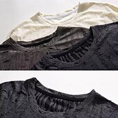 preiswerte Basic-T-Shirts-Herren Hemd T Shirt Kurzarmshirt Strick-T-Shirt Kurzarm Kragen Rundhals Frühling &amp; Sommer Einfach Mode Vintage-Stil Lässig Urlaub Lässig Ferien Schwarz Beige Kaffee Top T-Shirt für Herren