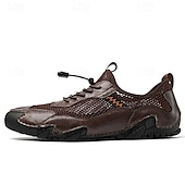 economico Sneakers da uomo-scarpe da esterno da uomo in pelle marrone e rete con suola robusta: traspiranti e comode per l&#039;escursionismo e l&#039;abbigliamento casual