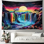 cheap Blacklight Tapestries-Blacklight Tapestry UV Reactive Glow in the Dark Glow Party Psychedelic Trippy Misty Colorful Waterfall Hanging Tapestry Wall Art Mural for Living Room Bedroom