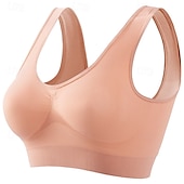 baratos Sutiã Esportivo-Mulheres Sustentação Leve Sutiã Esportivo Sutiã de corrida Sem costas Good Top Acolchoado Ginástica Esportes Relaxantes Corrida Respirável Leve Macio Preto Branco Rosa claro Cor Sólida