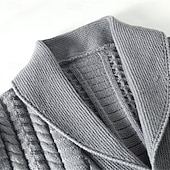 preiswerte Herren Strickjacke-Herren Strickjacke Kurzer Pullover Strickpullover Gerippt Stricken Standard Knopf hoch Tasche Glatt Schalrevers Modisch Klassisch Freizeitskleidung Verabredung Bekleidung Herbst Winter Schwarz