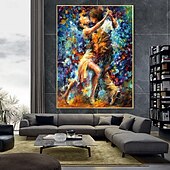 olcso Portrék-kézzel készített olajfestmény vászon fali művészet dekoráció figura absztrakt kés rajz színes tánc lakberendezéshez hengerelt keret nélküli feszítetlen festmény