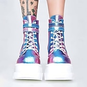 levne Platformové boty-Dámské Boty Boty na platformě Lolita Boty Demonia Párty Denní Pevná barva 3D Kotníkové boty Booties Platforma Klínový podpatek Módní sportovní Na běžné nošení Chůze PU kůže Umělá kůže Zip Černá Bíl