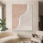 preiswerte Landschaftsgemälde-handgemachtes 3D-Ölgemälde mit rosa Welle auf Leinwand, groß, handgemalt, abstrakt, strukturiert, Palettenmesser, Boho-Ölgemälde, Wandkunst, individuelles zeitgenössisches minimalistisches Kunstwerk