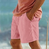 preiswerte Urlaub-Herren Shorts Kurze Hosen Sommer-Shorts Strandshorts Kurze Hosen Tasche Kordelzug Elastische Taille Glatt Komfort Atmungsaktiv Kurz Casual Täglich Festtage Modisch Klassicher Stil Schwarz Weiß