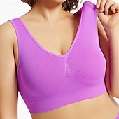 baratos Sutiã Esportivo-Mulheres Sustentação Leve Sutiã Esportivo Sutiã de corrida Sem costas Good Top Acolchoado Ginástica Esportes Relaxantes Corrida Respirável Leve Macio Preto Branco Rosa claro Cor Sólida