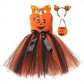 economico Costumi per Ragazze-Zucca Halloween Costume Tutu Travestirsi Bambini Ragazze Giornata universale dell&#039;infanzia Mascherata Feste Costumi di Halloween facili Vestirsi