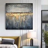 preiswerte Stillleben-Gemälde-großes handgemaltes 3D-Ölgemälde auf goldblauer Leinwand, handgefertigtes abstraktes Gemälde, handgefertigtes Wandkunstgemälde, leichtes Luxus-Ölgemälde für die Wanddekoration im Wohnzimmer und