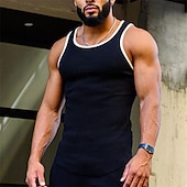cheap Running Tee &amp; Tank Tops-Men&#039;s Workout Tank Top Running Tank Top Gym Tank Top Patchwork Sleeveless Vest / Gilet Casual Athleisure Breathable Quick Dry Soft Gym Workout Running Walking Sportswear Activewear Color Block Black