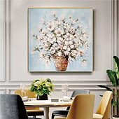 preiswerte Blumen-/Botanische Gemälde-Sonnenblumen-Ölgemälde, handgefertigtes abstraktes Blumen-Ölgemälde auf Leinwand, handgefertigtes modernes Ölgemälde, handgemaltes großes weißes Blumen-Ölgemälde, Wandkunst, Gemälde für die