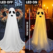 cheap Halloween Outdoor-Halloween Decorations Lighted Ghosts Outdoor Decoration Lights Yard Halloween Standing Ghost Lights Battery Operated Porch for Patio Spooky Atmosphere Decorations 1pc