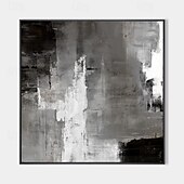 abordables Peintures Abstraites-Peinture à l&#039;huile noire 3D faite à la main sur toile, grand couteau à palette texturé abstrait peint à la main, peinture à l&#039;huile boho, art mural personnalisé, œuvre minimaliste contemporaine pour