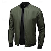 preiswerte Herrenjacken &amp; Herrenmäntel-Herren Bomberjacke übergangsjacke Ausgehen Tasche Ganzjahres Einfach Lässig Stehkragen Regulär Schwarz Blau Armeegrün Grau Jacken
