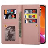 cheap iPhone Cases-Phone Case For iPhone 16 Pro Max Plus iPhone 15 Pro Max Plus iPhone 14 13 12 11 Pro Max Plus Mini SE Wallet Case with Stand Holder Magnetic Zipper Retro TPU PU Leather