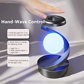 cheap Table Lamps-Hand-Wave Controlled LED Desk Lamp, Floating Rotating Light, Wireless Charging Base, RGB Colorful Atmosphere for Home Decor, Party, Office Use Rechargeable Battery Operate