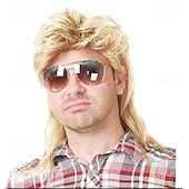 cheap Historical Wigs-Mullet Wigs for Men, 80S Long Hair Curly Wig 70S Curly Disco Punk Rock Ginger Wig for Carnival Cosplay Party