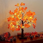 abordables 123496-Guirlande lumineuse d&#039;automne pour arbre d&#039;érable de Thanksgiving, 24 LED, alimentée par batterie, en forme de citrouille simulée, pour les fêtes à la maison, Halloween, Noël, décoration de bureau