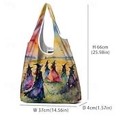 billiga Hand- och toteväskor-tygväska med färgglad design för häxor för kvinnor - perfekt för halloweenshopping och vardagsbruk